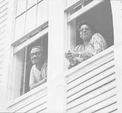 Mrs. Viola Burnham with her husband, President Forbes Burnham at the Residence shortly after he took the Oath of Office to become the first elected President under Guyana's new Constitution in 1980. 